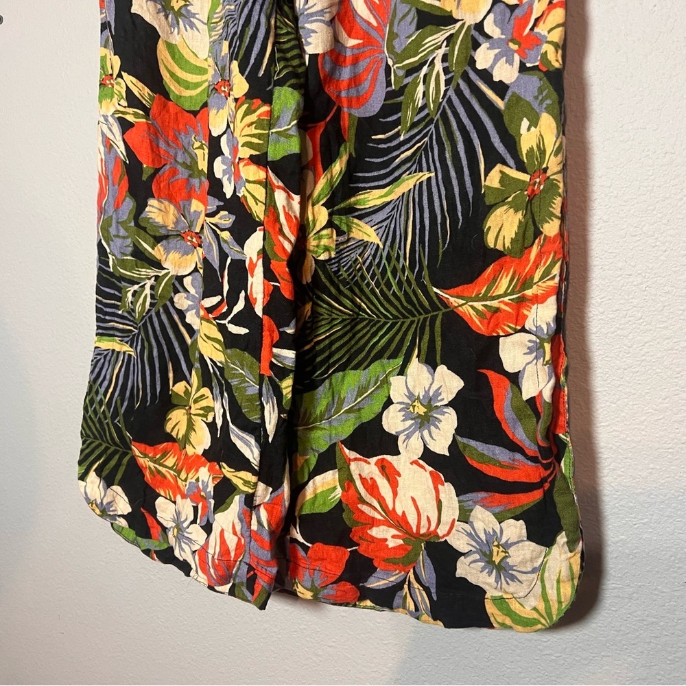 C&C California Tropical Print Wide Leg Pants Womens Size Small Linen Blend - Picture 3 of 11
